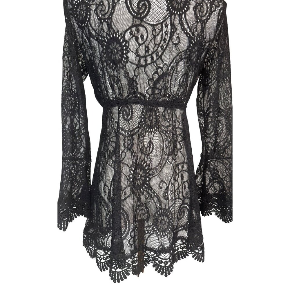 NEW Boho Gypsy XL Beach Goddess Swim Cover Up Black - Picture 7 of 13